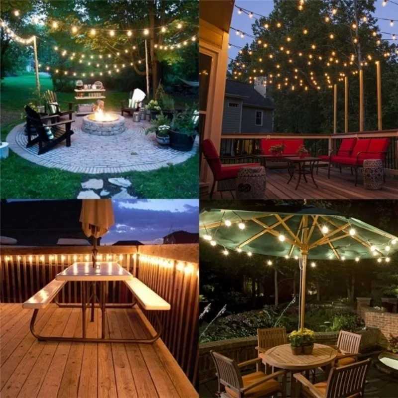 10M Ball LED String Lights Outdoor Ball Chain Lights Garland Lights Bulb Fairy Lights Party Home Wedding Garden Christmas Decor XJ250612