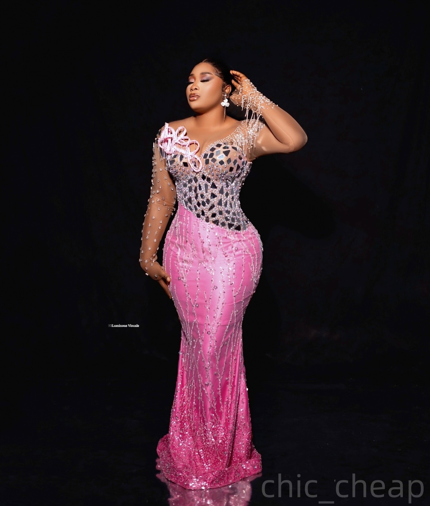 Pink Mermaid Prom Dresses 2025 Beaded Crystals Detachable Train Evening Formal Party Second Birthday Engagement Gowns Plus Size Dress For Special Occa