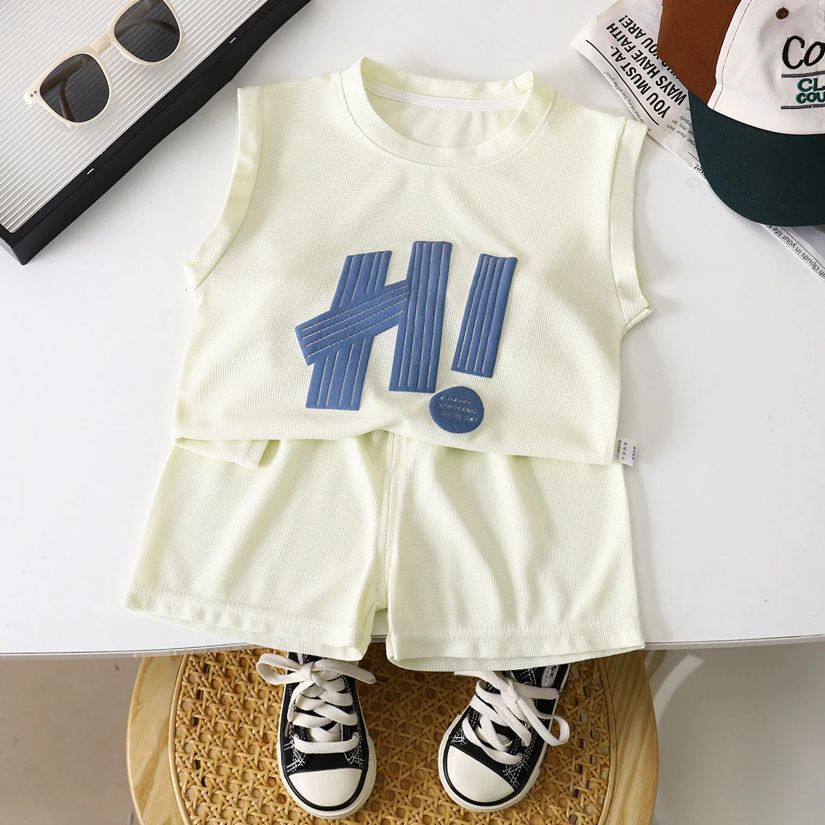 Childrens Clothing Set Letter Printed Sleeveless Vest Top Shorts 2PCS Kids Clothes Boys Baby Outfits Set Clothes Set 250613
