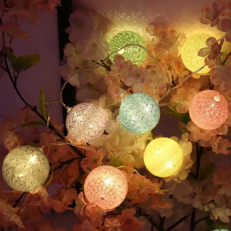 3M 20 LEDS Cotton Ball Garlands Fairy Lights String Christmas Decor Outdoor Navidad Garden Lights Street Garlands New Year Gifts XJ250612