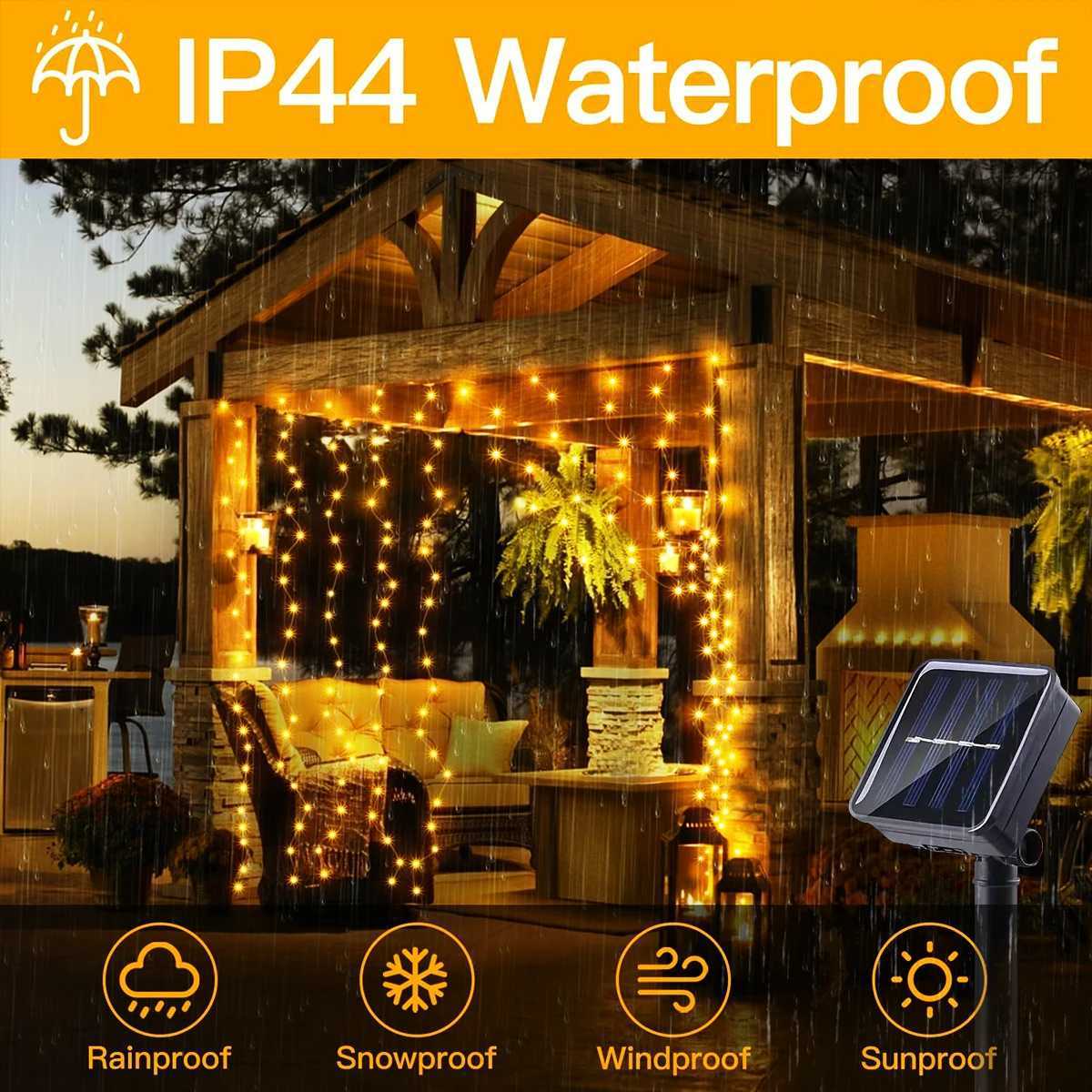 1 Pack 300 LED Solar Curtain Light Outdoor 8 Modes Fairy Lights IP44 Waterproof Garden Wall Christmas Decor 9.8Ftx9.8FtXJ250612