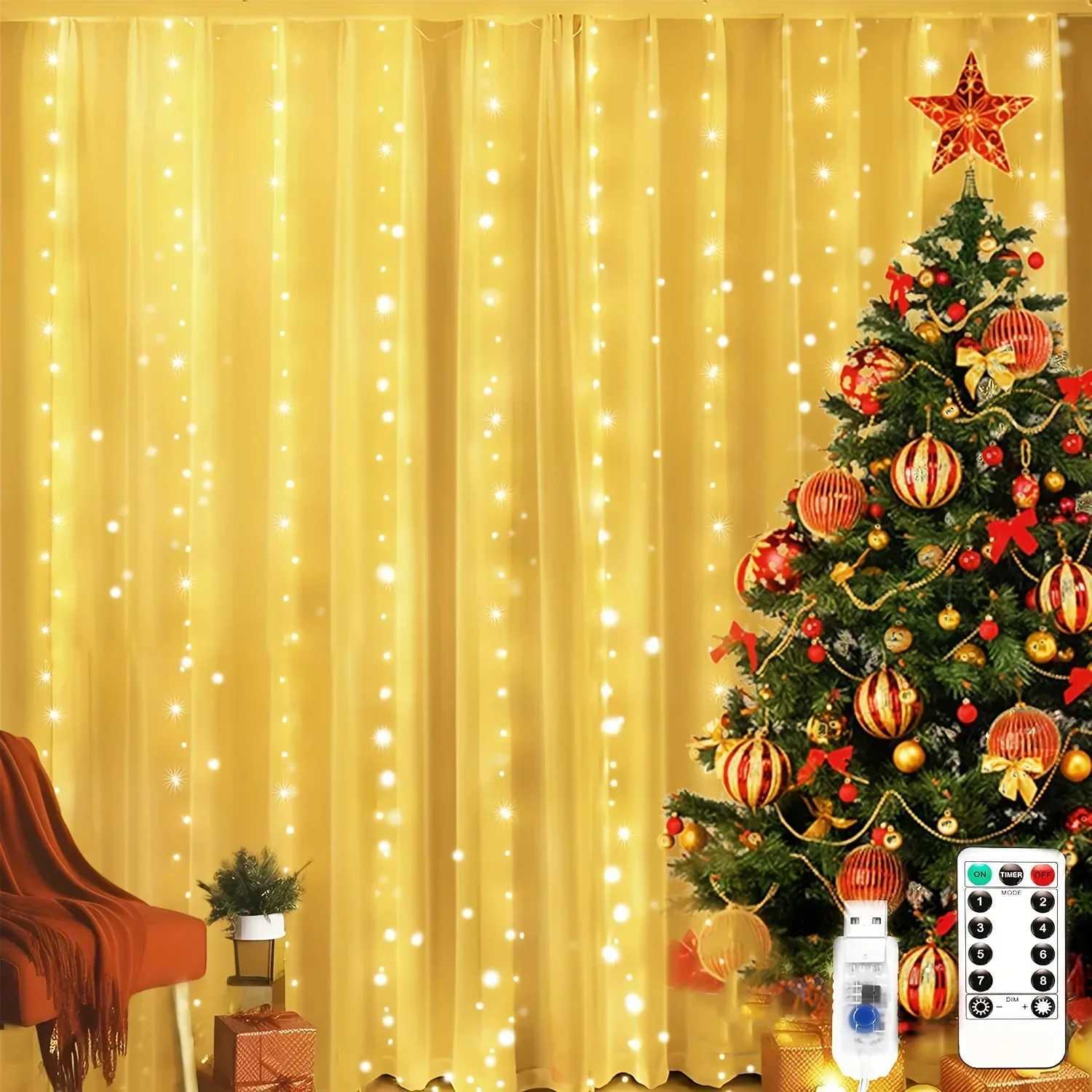 3/4/6m USB Remote Control Fairy Garland Lights Curtain LED String Lights for Christmas Decoration Bedroom Home FestoonXJ250612
