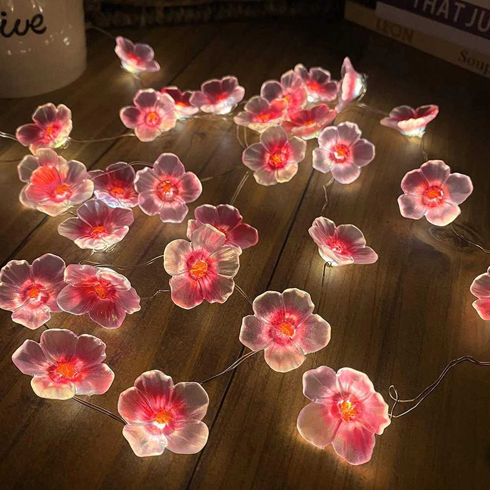 3M 30LEDS Cherry Blossom Fairy String Lights Pink Flower String Lamps Battery Powered For Outdoor Christmas Garland Decoration XJ250612