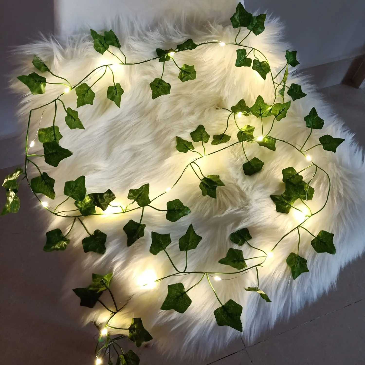 Artificial Vine Fairy Lights Flower Green Leaf String Battery Powered Easter Garland Light for Wedding Home Decor XJ250612