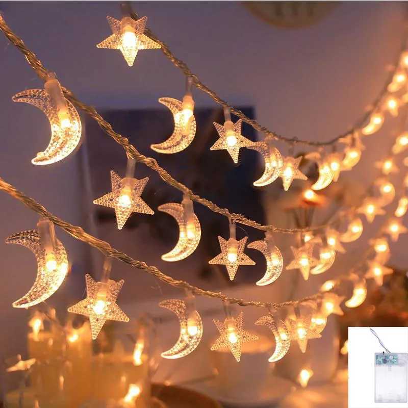 LED pentagram moon light string battery box power supply 1.5M/3M bedroom courtyard atmosphere decoration light XJ250612