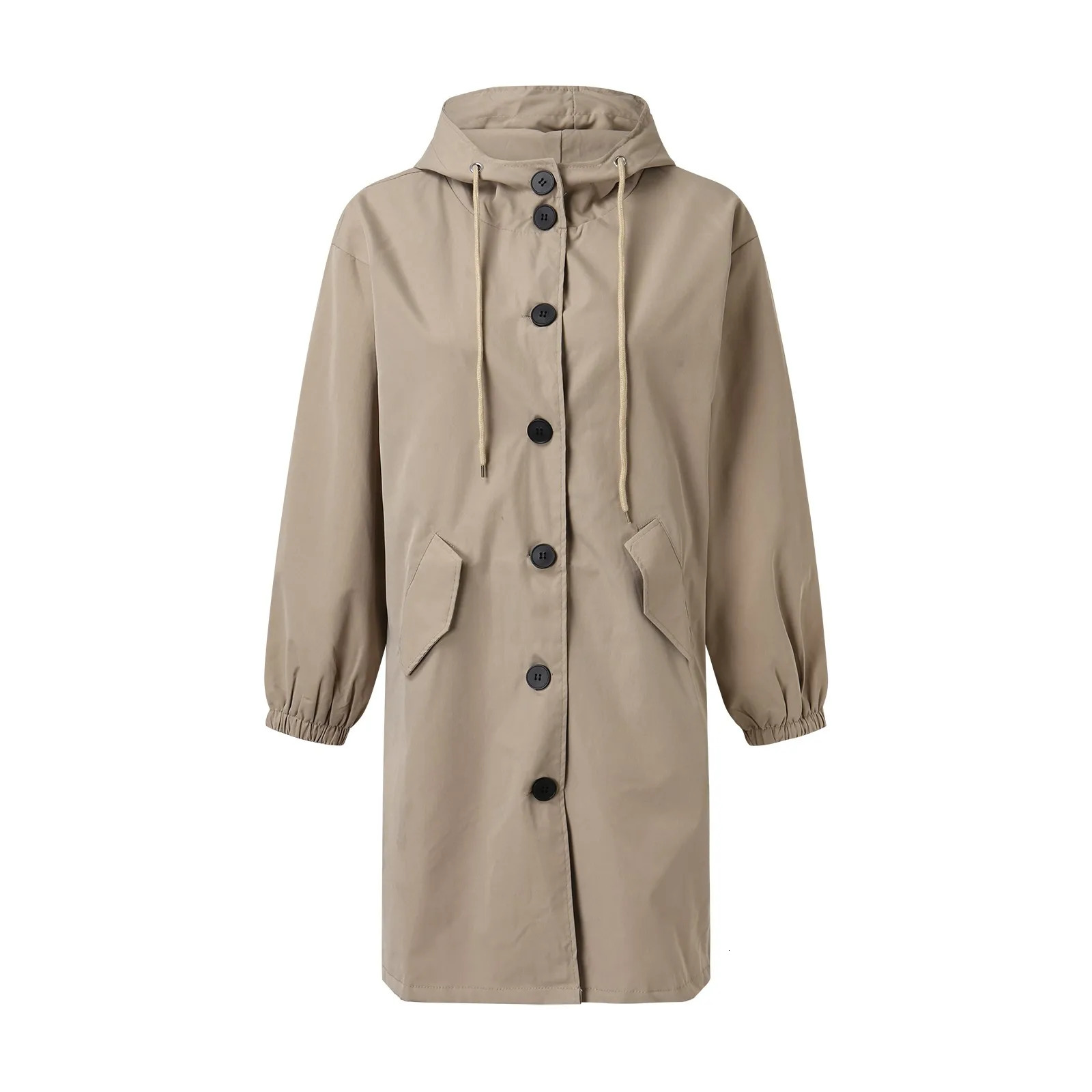 Trench Coat For Women Elegant Windbreaker Hooded Coat Fall Spring Jacket Loose Outerwear Korean Style Coats For Women 250606