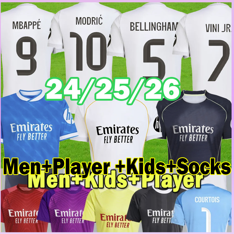 24 25 26 VINI JR Soccer Jerseys CARVAL COURTOIS BELLINGHAM CAMAVINGA VAERDE MODRIC RODRYGO ReaL MadriDS ENDRICK fans player men kids Football Shirts