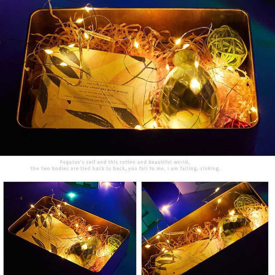 5Pcs Blue Flashing Decoration LED String Lights Christmas Wedding Party Restaurant Fast Slow Lights With 3 * Button Cell BatteryXJ250612