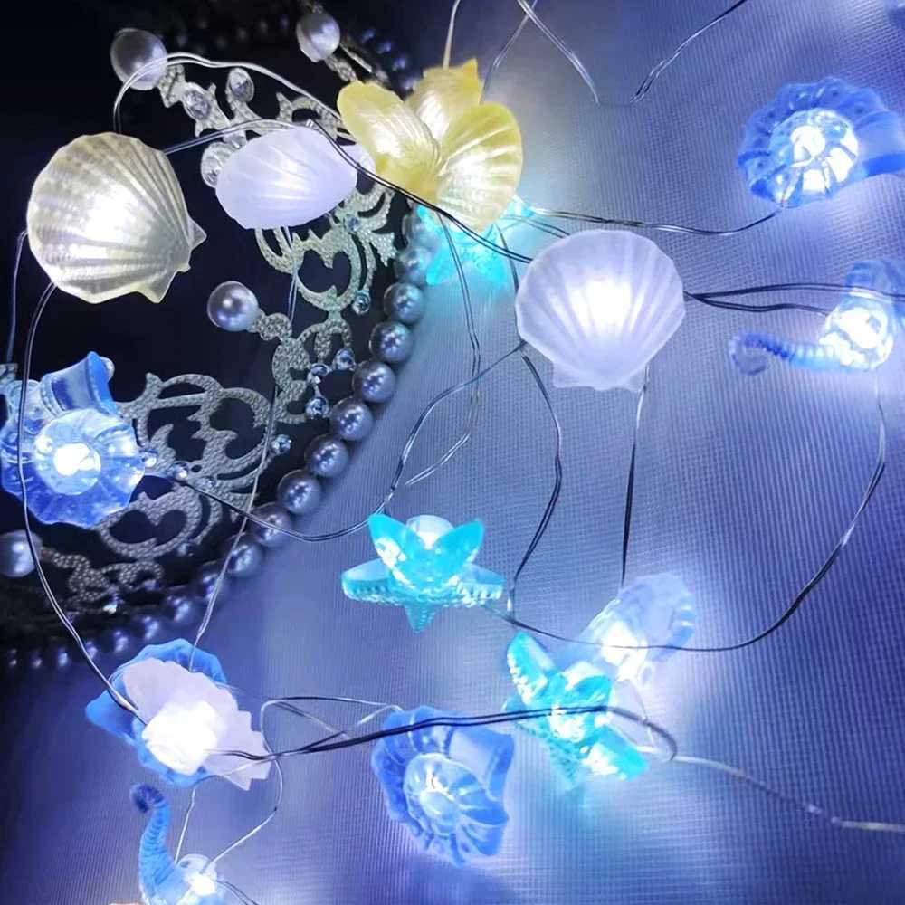 Ocean Theme 20/30 LEDs String Lights Shell Starfish Under The Sea LED Fairy Light for Wedding Party Christmas Decoration Lamp XJ250612