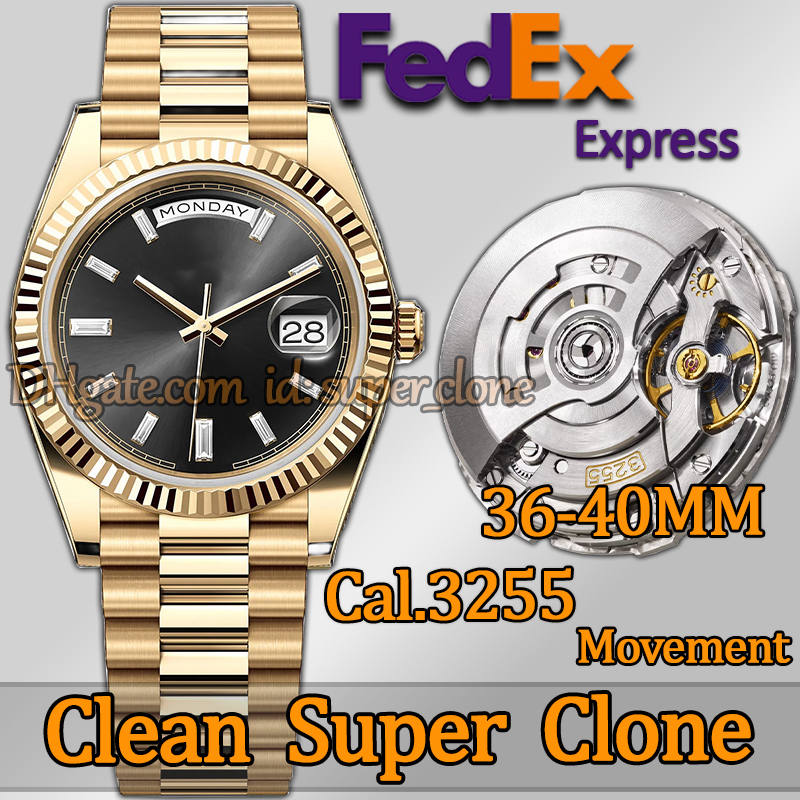 Men Watches Men Designer Watches Top Super Quality Diamonds Day Date 40MM Clean Factory Luxury Watch Automatic Cal.3255 Movement Sapphire Luminous Watch With Box