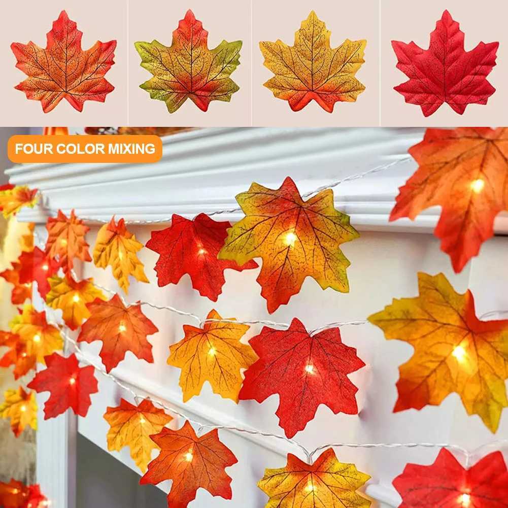 1.5/3M Artificial Maple Leaf LED Light String Lantern Garland Home Party DIY Decoration Halloween New Year Christmas Decoration XJ250612
