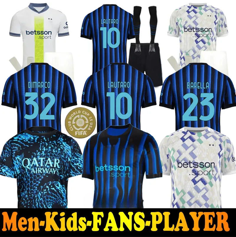 25 26 LAUTARO BARELLA InterS Milans soccer jerseys TAREMI CORREA THURAM DZEKO ASLLANI ARNAUTOVIC DIMARCO DUMFRIES BROZOVIC football shirt uniforms men kids kit