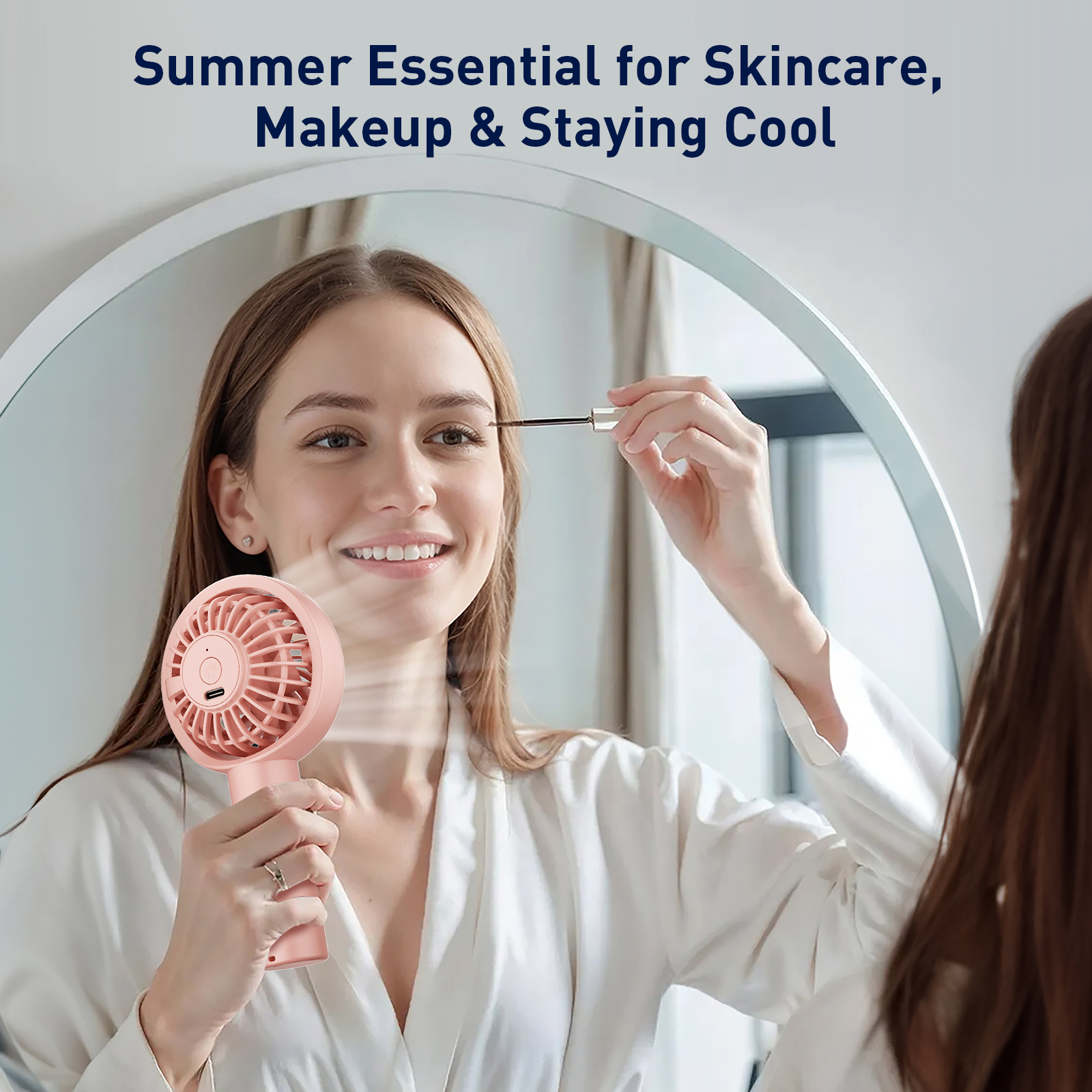 Compact Silent Portable Hand Held Fan with Vertical Rotation Feature