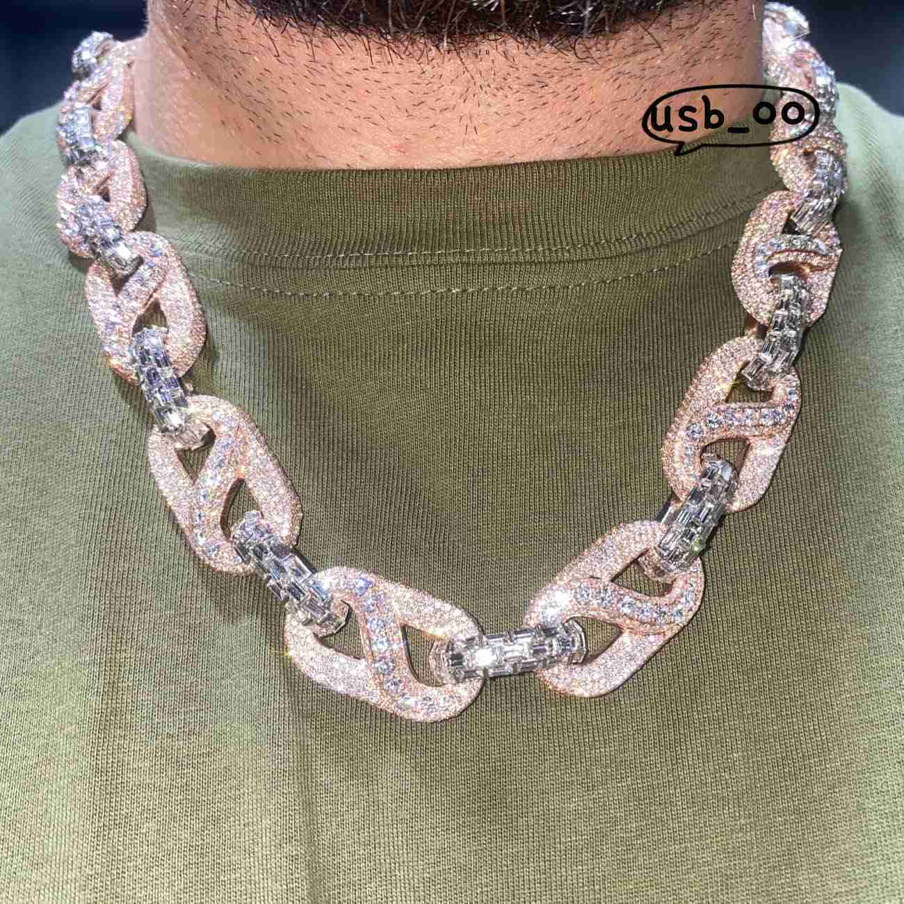 OACOCA Crazy Design Bussdown 20mm Vvs Moissanite Custom Cuban Link Chain Hip Hop