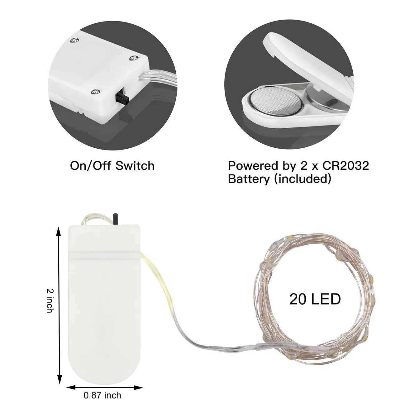 With battery String Fairy Lights Silver Copper Wire Battery Powered Decorations Lights For Wedding Party Christmas Decor Home XJ250612