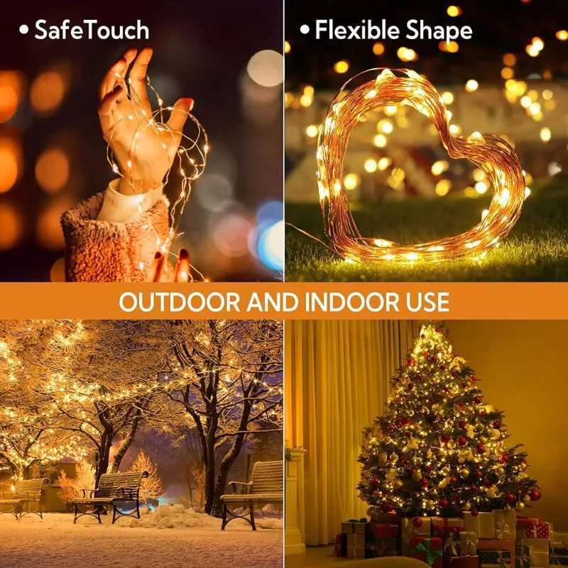 1/2Pcs Outdoor Solar Light String LED Solar Fairy Light with 8 Modes Copper Wire Light for Party Tree Courtyard Decoration XJ250612