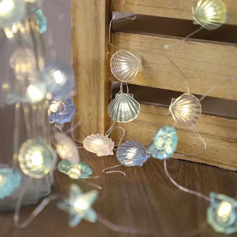 2M 20LED Marine Themed Fairy Light String Seashell Starfish String Light Ocean Theme Party Kids Bedroom DIY Home Decorations XJ250612