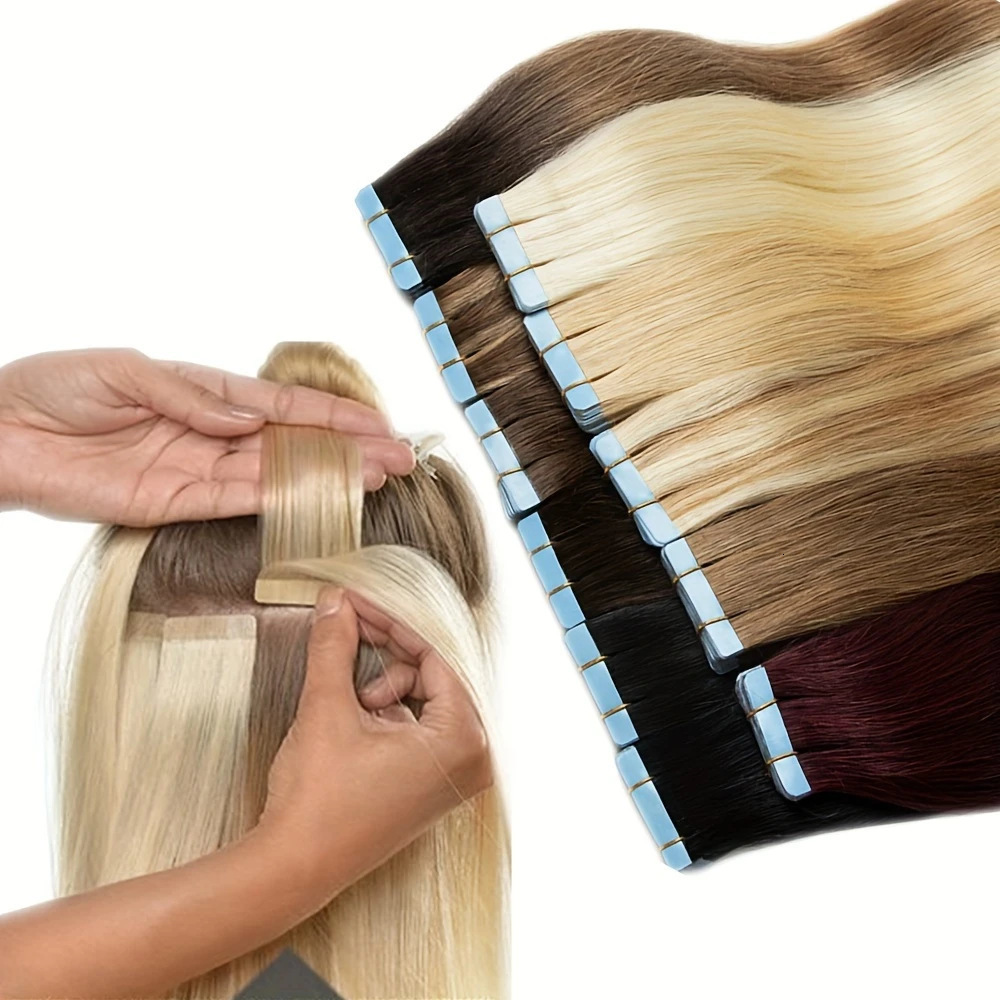 Moresoo Tape in Human Hair Extensions Balayage Blonde Hair Hair Natural Soft Skin Weft Straight Seamless Hair Tape in Hair 241203