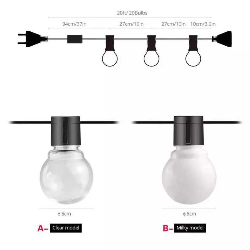 G50 Street Garland Light Bulbs LED Fairy String Light Outdoor Lights Garden Patio Christmas Decoration XJ250612