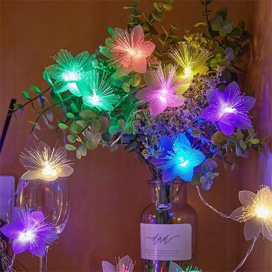 2/3M LED Fiber Optic Fairy Light Battery-operated Garland Christmas Decoration Party New Years Decor Artificial Flowers Festoon XJ250612