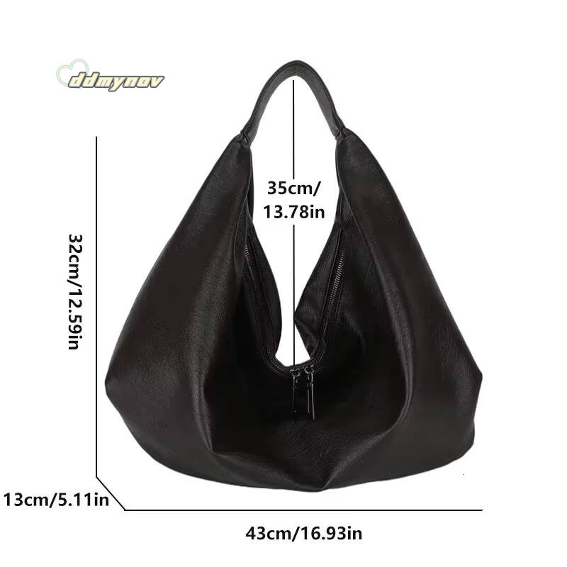 Big Black Shoulder Bags for Women Large Hobo Shopper Solid Color Quality Soft Leather Crossbody Handbag Lady Travel Tote Bag ddmynov