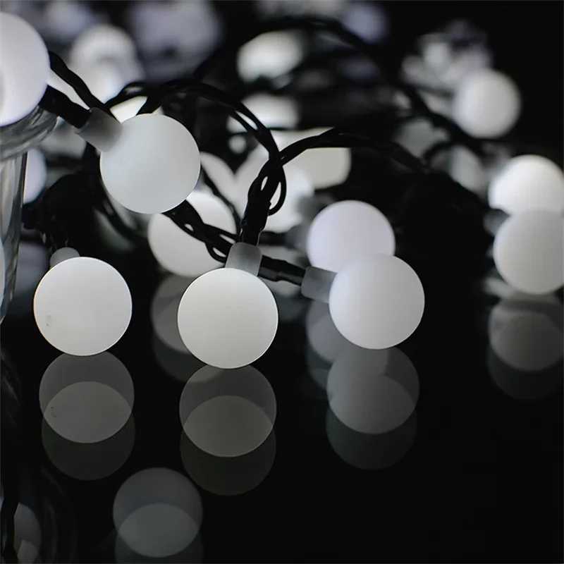 Solar Globe Ball LED String Lights 20/50/100 LEDs 8 Lighting Modes Wedding Fairy Light Christmas Garland Garden Party Decoration XJ250612