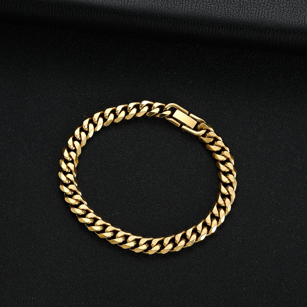 Width 8MM 316L Steel Golden Black Cuban Chain Bracelet Fashion Hip Hop Mens Jewelry Party Gift 182022CM 250528