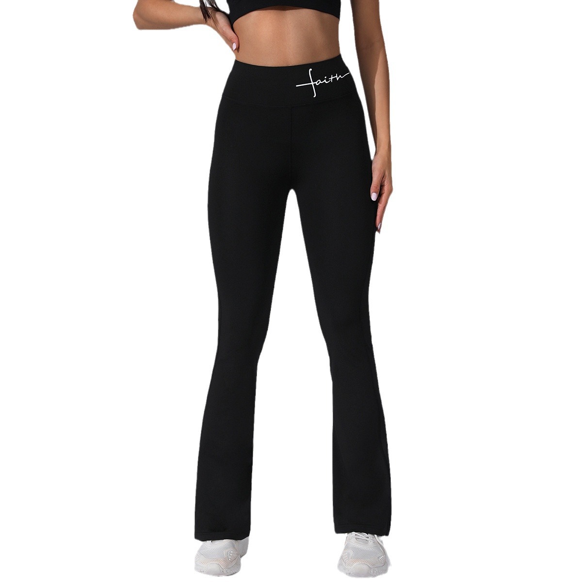 European and American micro-pull yoga pants women's outer wear 2024 new high-waisted abdomen and hip lift fitness yoga horn pants