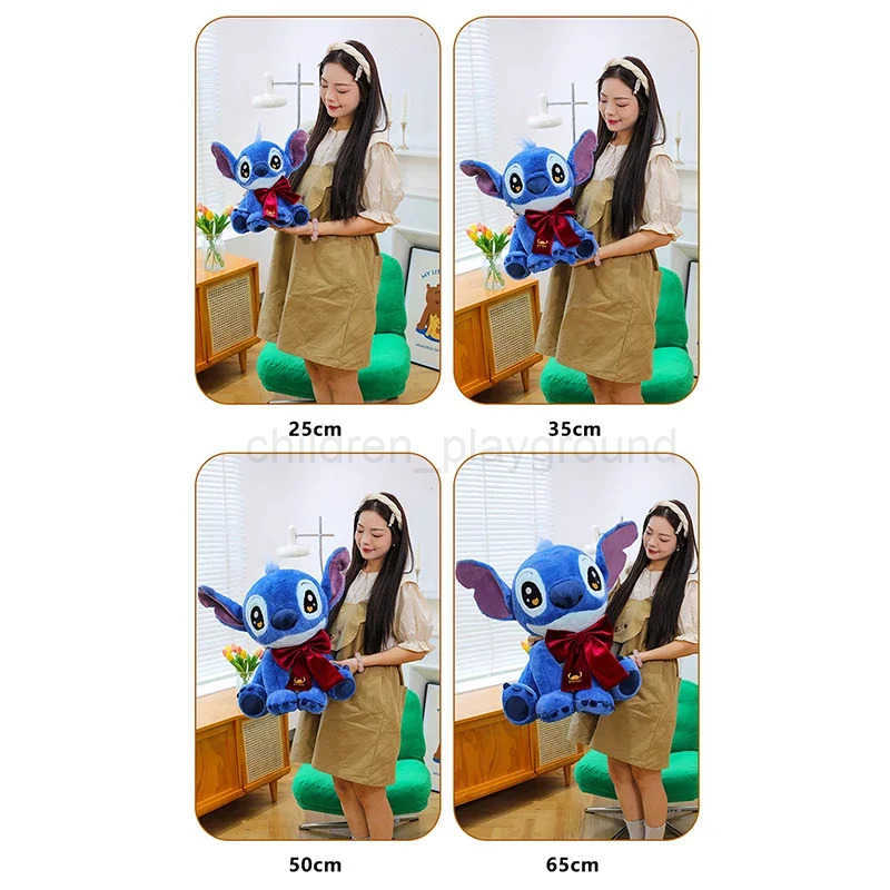 Disney 25/65cm Lilo and Stitch Disney Plush Toys Classics Kawaii Anime Cartoon Plushie Scarf Stich Dolls Soft Stuffed Gift for Kids W250613