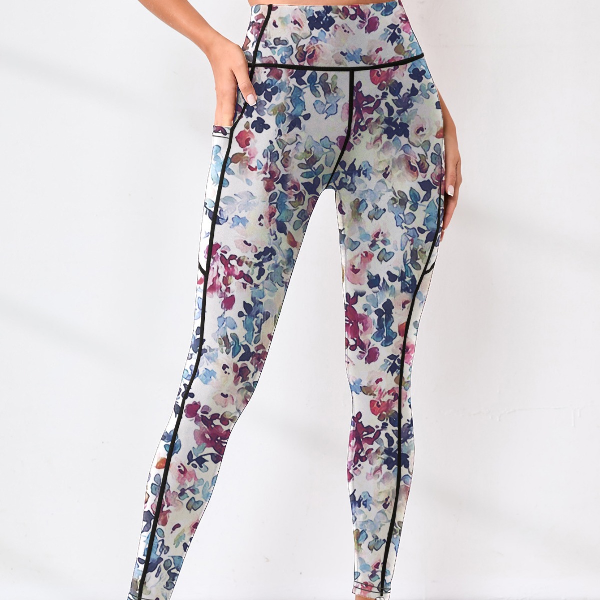 Stylish Fast Drying Athletic Tights Featuring Floral Design - Perfect for Gym Activities