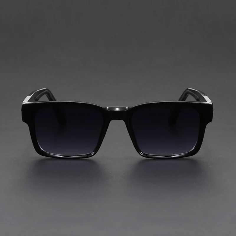 Fashionable Retro Square Black and Leopard Print Full Frame Anti-UV Sunglasses for Men Japanese Simple Literary Style Shades W250613