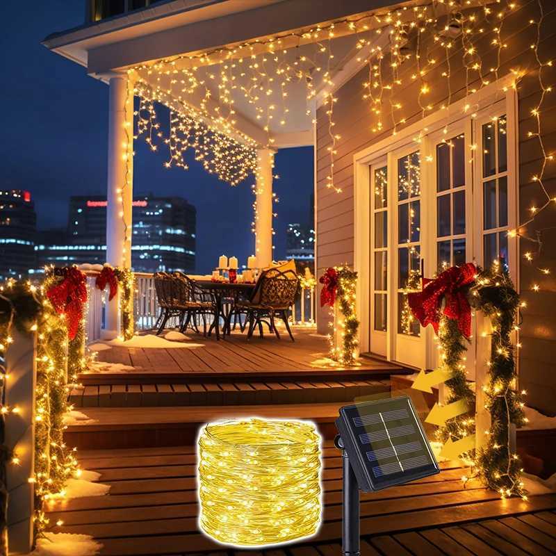 7m/12m/22m/32m LED Solar String Light Christmas Outdoor Garden Fairy Lights 300Leds Waterproof Lamp for Wedding Party Decoration XJ250612