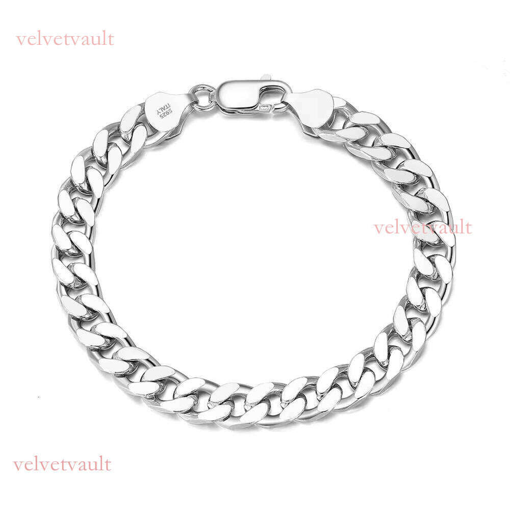 RINNTIN SB104 Hip Hop Thick Chain 3.6/5/7mm Width Solid Sier Cut Cuban Link Bracelet for Men