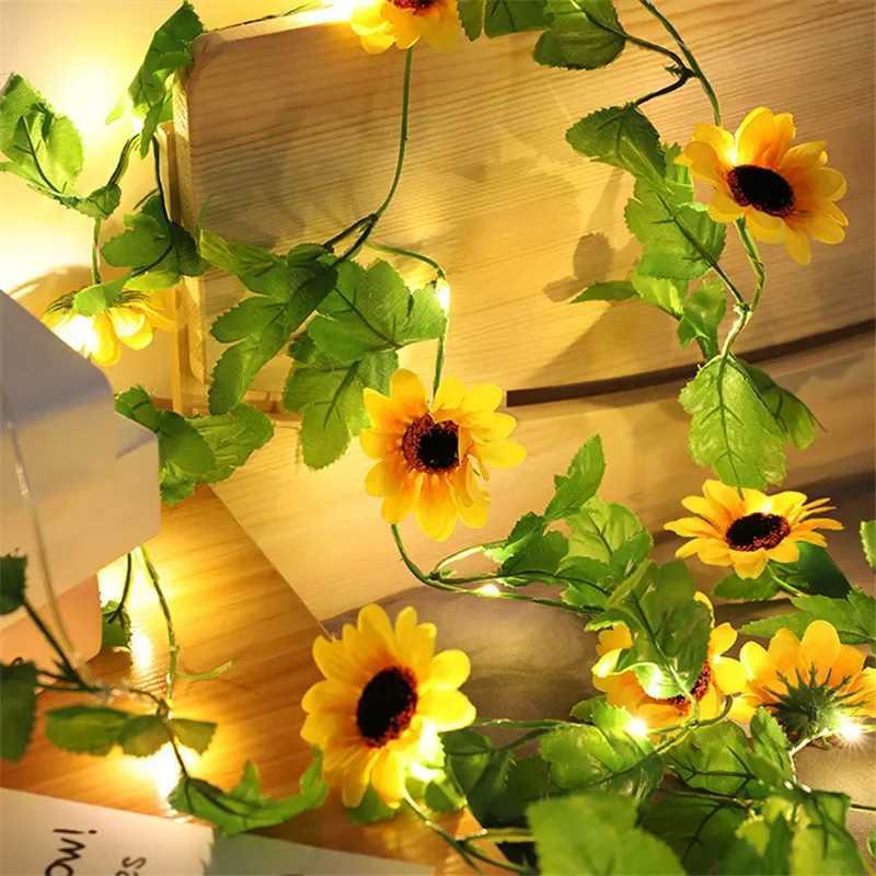 2/5/10M Artificial Ivy Silk Fake Green Leaf Ivy Vine with LED Lights String for Home Wedding Artificial Plant Garland Decorations XJ250612