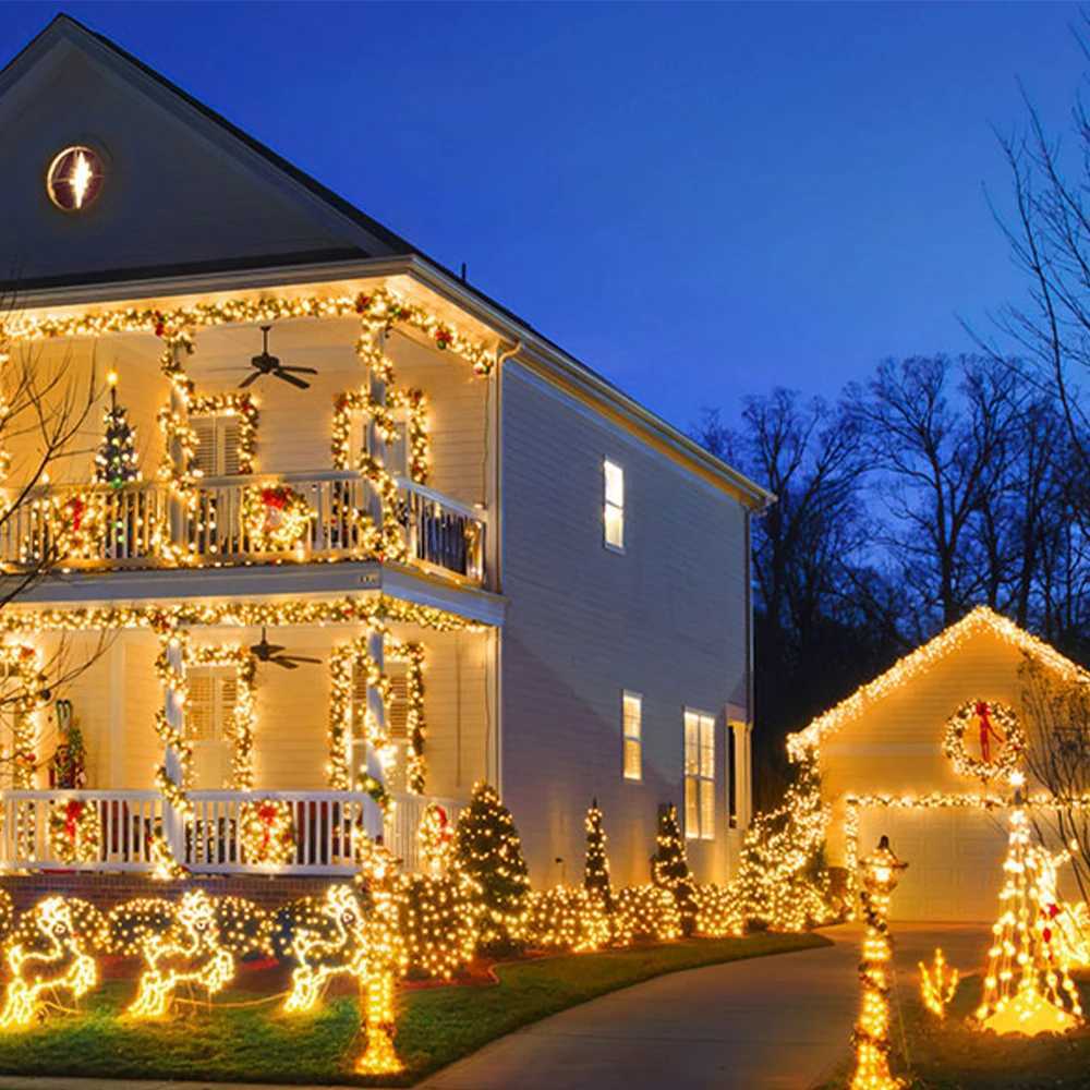 Solar Fairy Lights Warm White 104FT/72FT/39FT/12FT Solar String Lights Outdoor Waterproof 8 Modes LED Twinkle Lights For GardeXJ250612