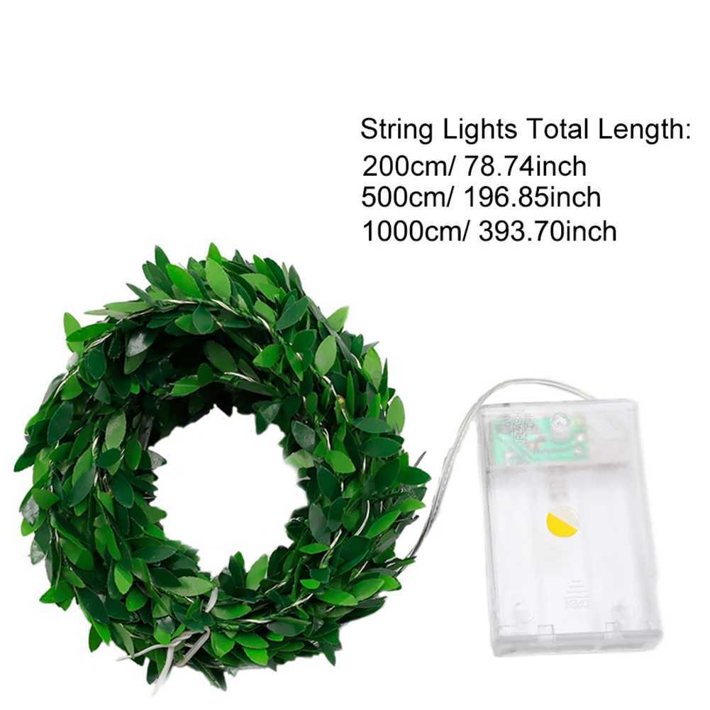 1pc Artificial Green Leaf LED String Lights LED String Lights Battery Operated Vine Fairy String Lights Hanging Garland Copper XJ250612