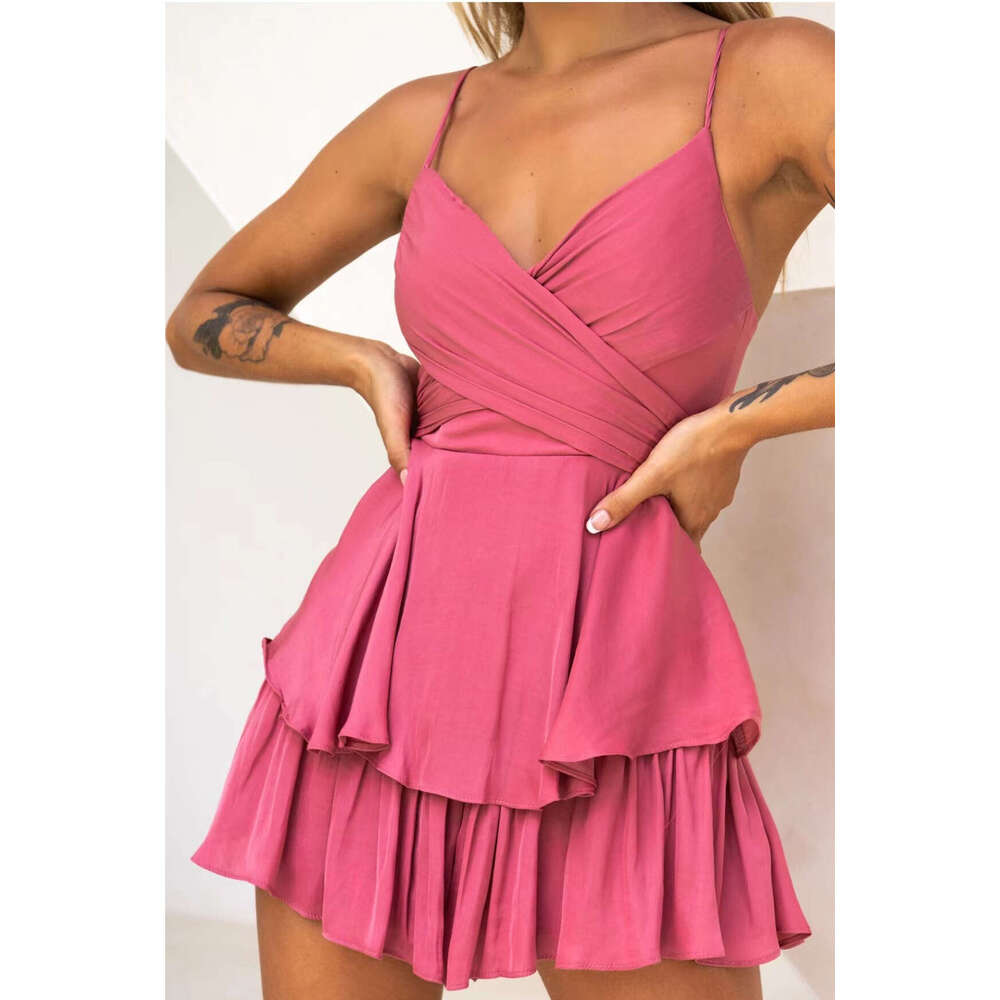 hoodie Women's Wear Women's V-Neck Strap Double-Layer Ruffle Hem Sexy Jumpsuit jacket