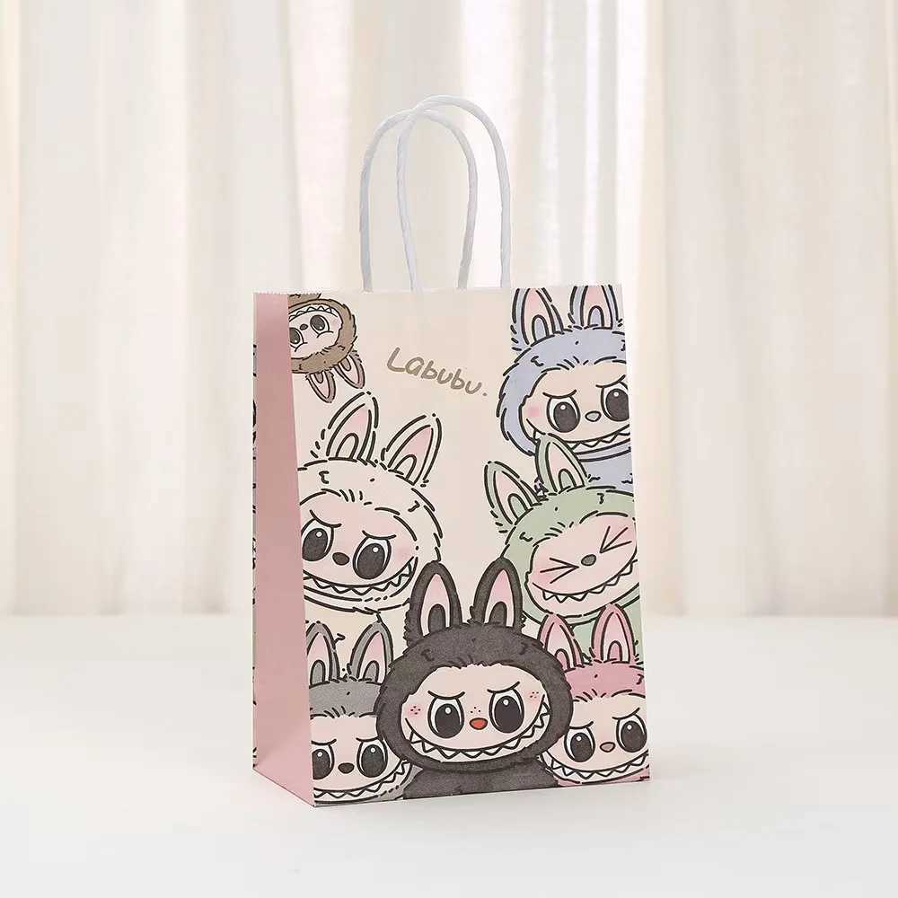 10Pcs Labubu Kraft Paper Bags Cute Party Decoration Gift Bags Shopping Packaging Bags Candy Bakery Packaging Biodegradable Z250613