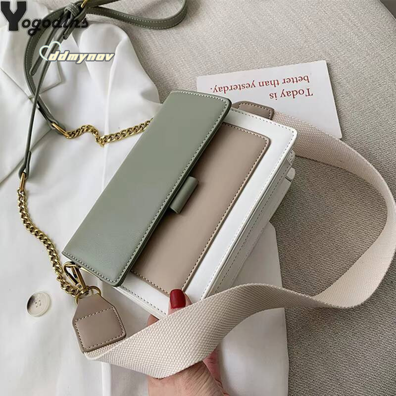 Contrast color Leather Crossbody Bags For Women Travel Handbag Fashion Simple Shoulder Messenger Ladies Small Flap Bag ddmynov