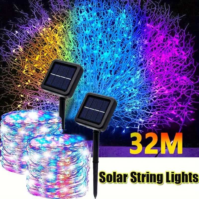 1/2Pcs Outdoor Solar Light String LED Solar Fairy Light with 8 Modes Copper Wire Light for Party Tree Courtyard Decoration XJ250612
