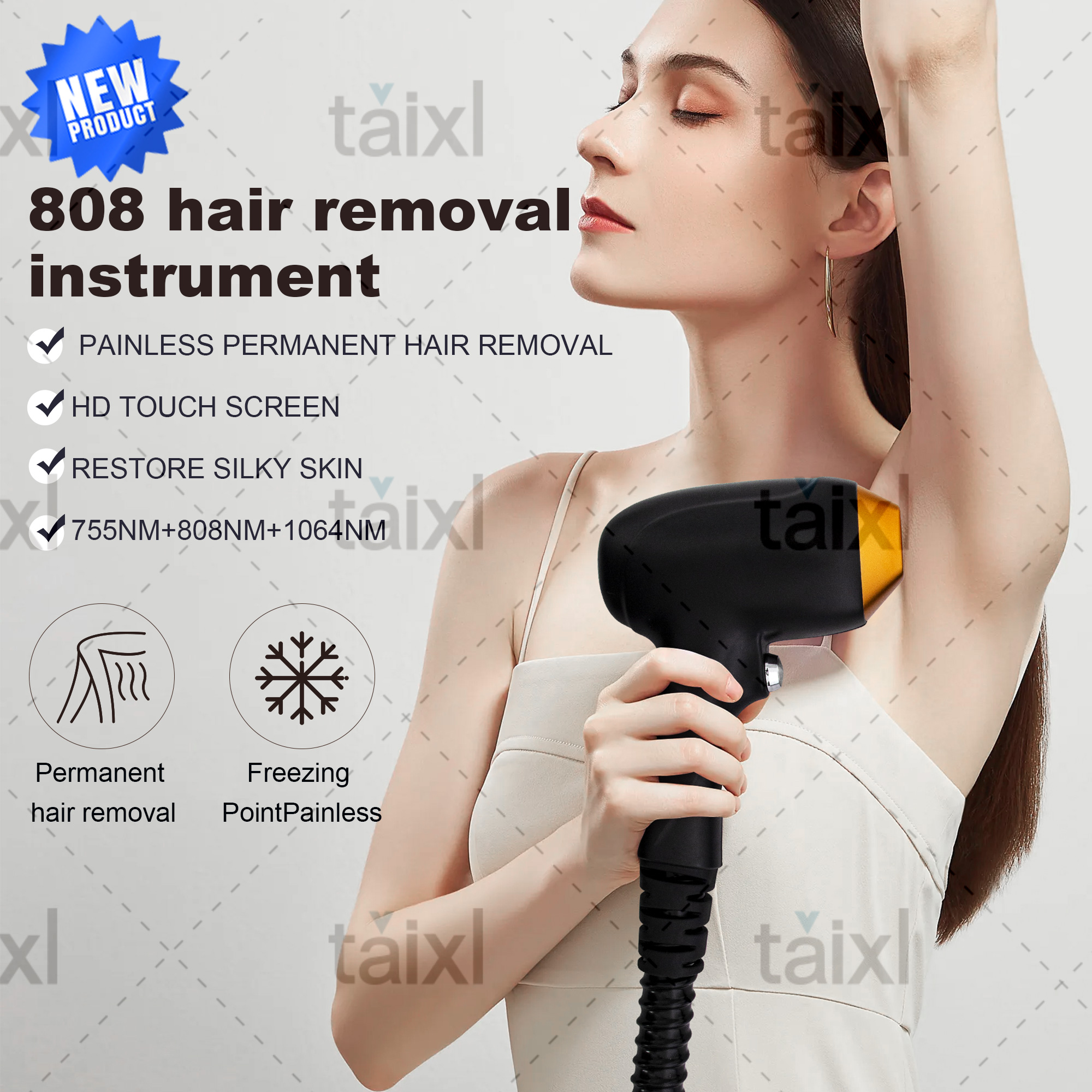 2025 3000W Alexandrite Ice Platinum Laser Hair Removal Machine 3 wavelength Sapphire Cooling Permanent Painless for Women Home Use Salon Effect