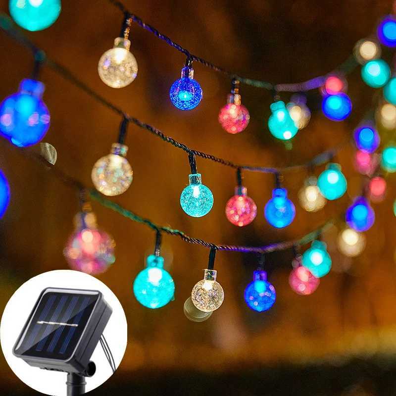 20/50/100LED Solar-Powered Bubble Ball LED String Light Waterproof Outdoor Courtyard Garden Fairy Lights Ramadan Decorations XJ250612
