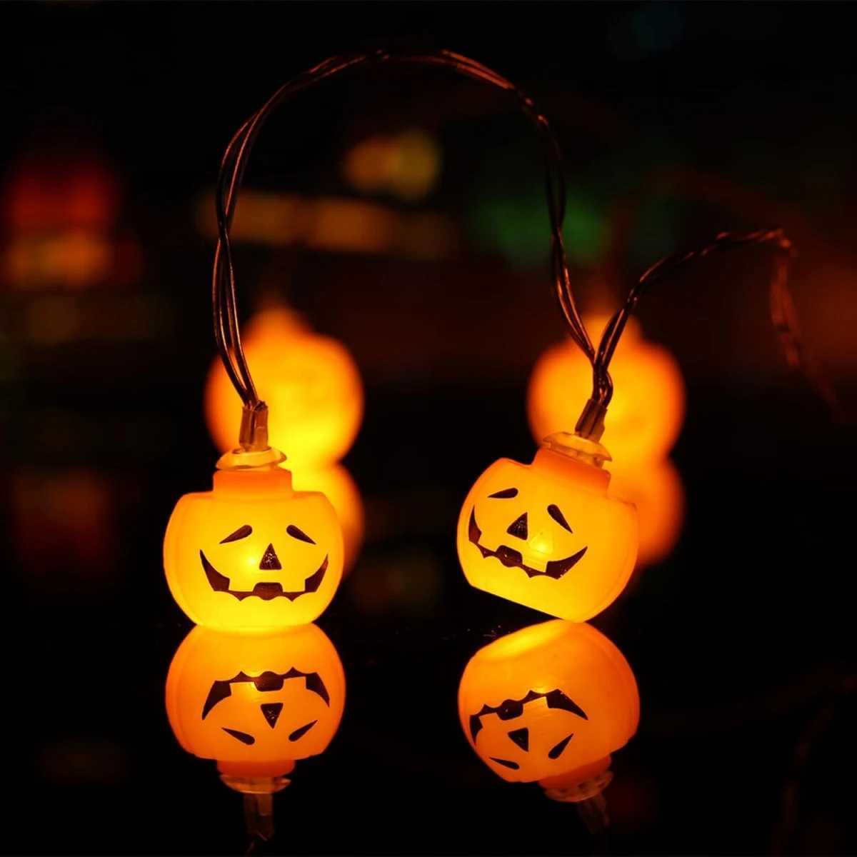 1PC LED Halloween Mini Pumpkin String Lights Battery Powered Indoor Decorative Lights Scary Atmosphere Lamp Suitable For Bar XJ250612