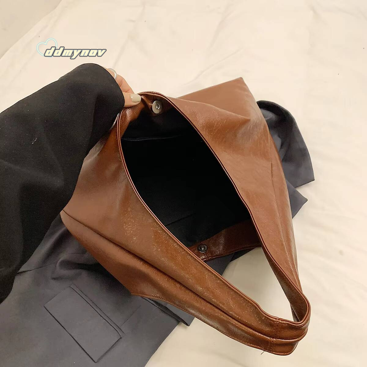 Design Large PU Leather Hobo Underarm Bags Lady Winter Shoulder Bag for Women 2024 New Trend Y2K Handbags and Purses ddmynov