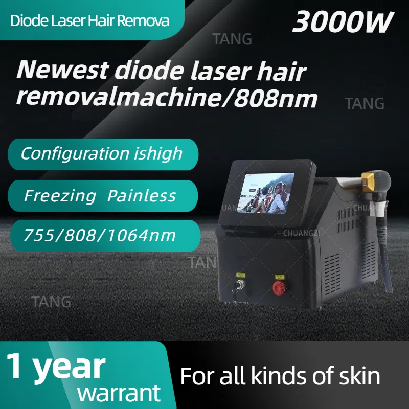 3000W ultra high power diode laser hair removal device 755 808 1064nm three wavelength hair removal machine cooling head