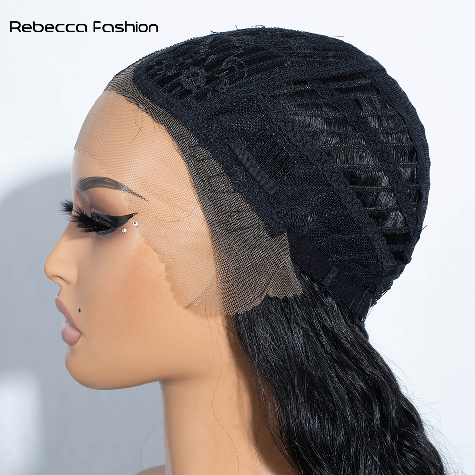 Rebecca Fashion 42 Inch Super Long Synthetic Lace Front Wigs For Black Women Long Curly Hair Cosplay Black Blonde Ombre Wig Heat Resistant Fiber