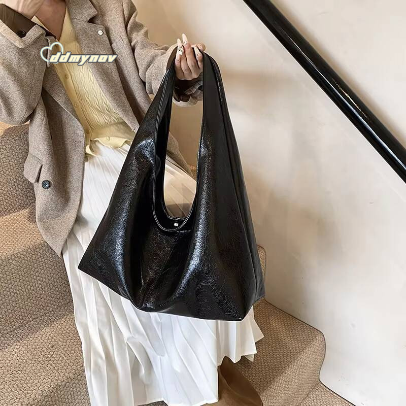 Design Large PU Leather Hobo Underarm Bags Lady Winter Shoulder Bag for Women 2024 New Trend Y2K Handbags and Purses ddmynov