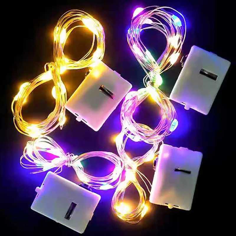 2/1M LED Copper Wire String Lights Battery Powered Garland Fairy Light Home Christmas Wedding Party Decorations Holiday Lighting XJ250612