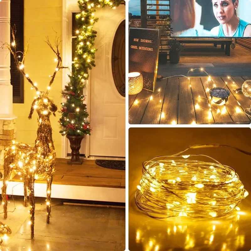 USB LED String Lights Copper Silver Wire Garland Light Waterproof LED Fairy Lights For Christmas Wedding Outdoor Decoration XJ250612