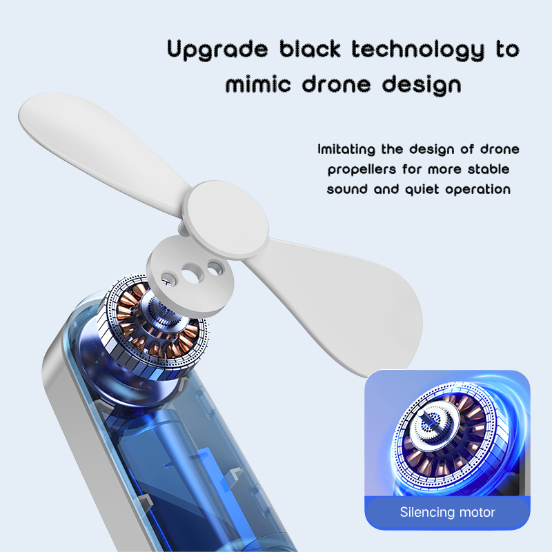 Portable Mini Folding Fan - USB Rechargeable, 3-Speed Adjustable, Quiet Operation with Adjustable Angle, Ideal for Outdoor Travel, Office & Home Use